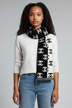 Chanel Wool/Cashmere Blend Fringe Scarf